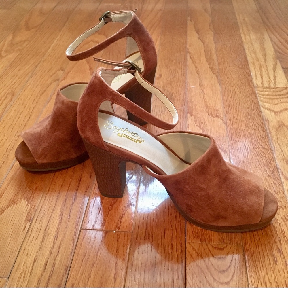 Seychelles Native Cognac Suede Heel Platform, 6